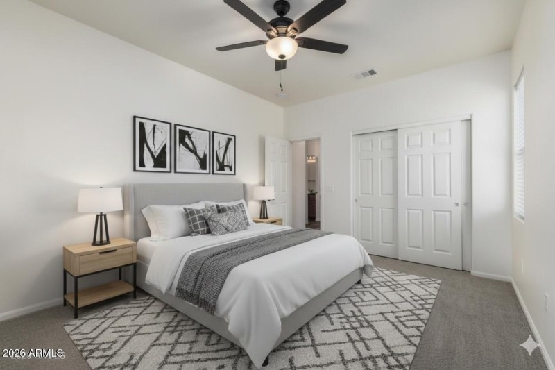 Downstairs Bedroom virtually staged