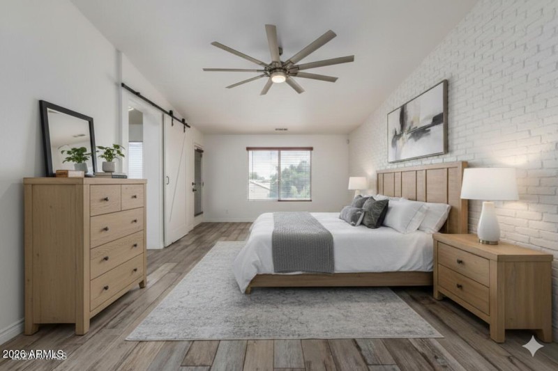 Primary suite virtually staged