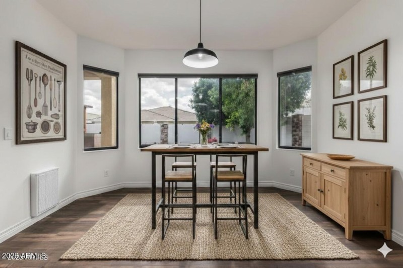 Virtually staged breakfast nook