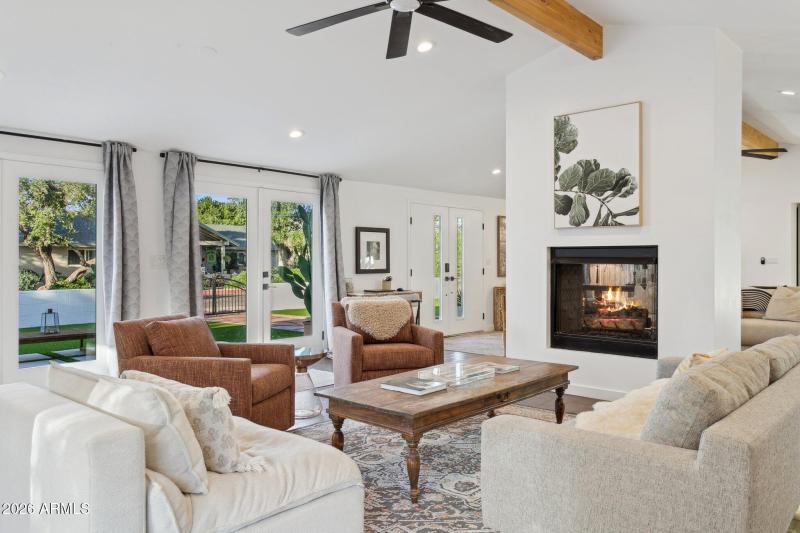 2 sided gas fireplace in living space