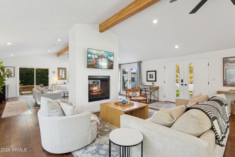 Vaulted ceilings in living space