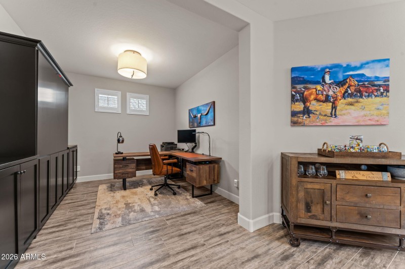 Den has a pocket door for privacy