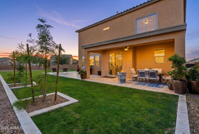 Landscaped Backyard with real grass