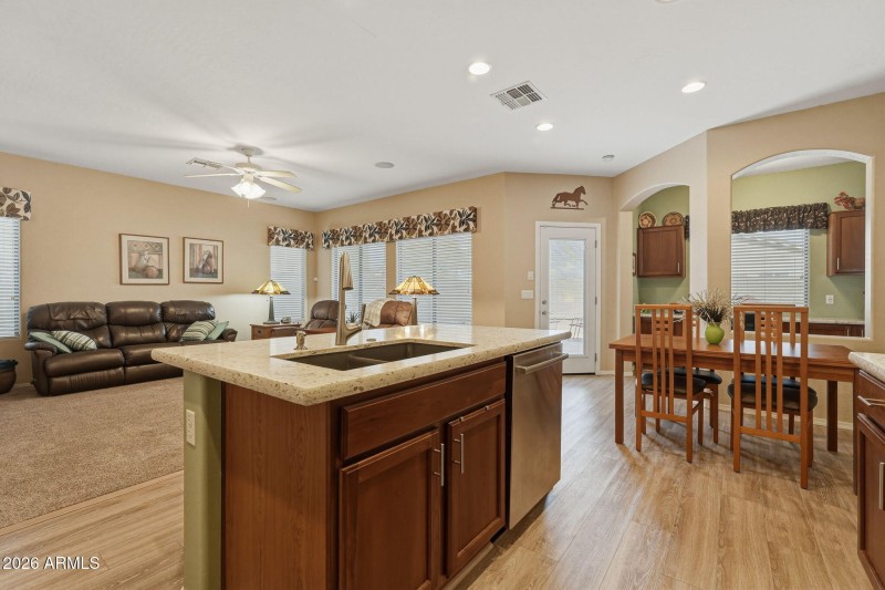 Kitchen ovelooks Great Room