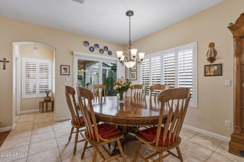 Large dining space opens to patio