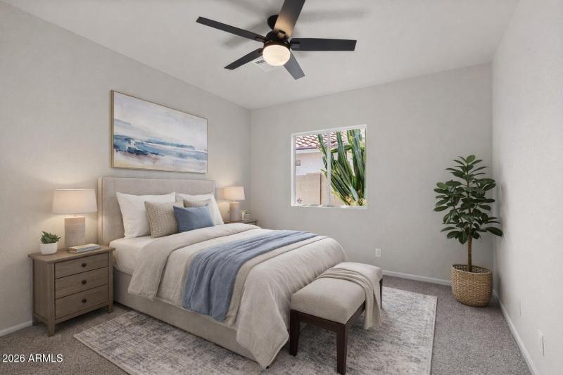 Serene modern bedroom with natural accen