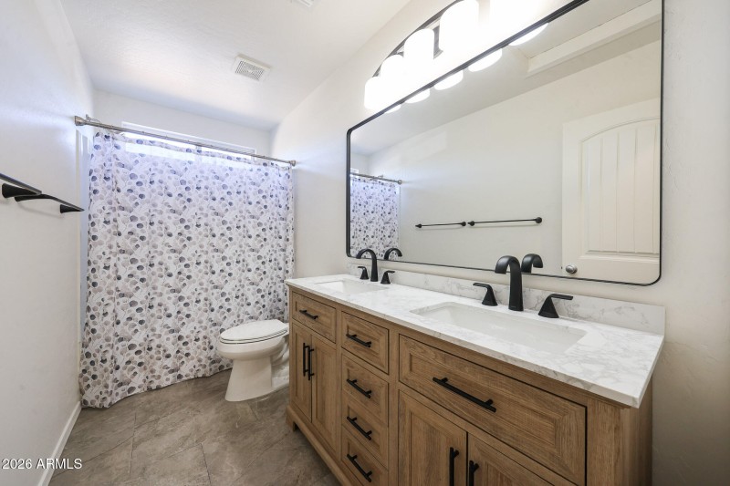 Upstairs bath with new fixtures.