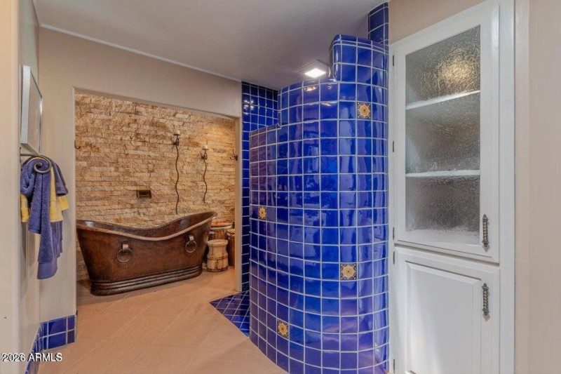 Separate tub and walk-in shower