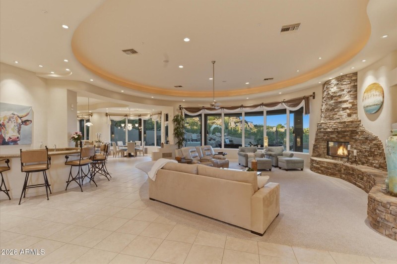 Great Room with custom lighting