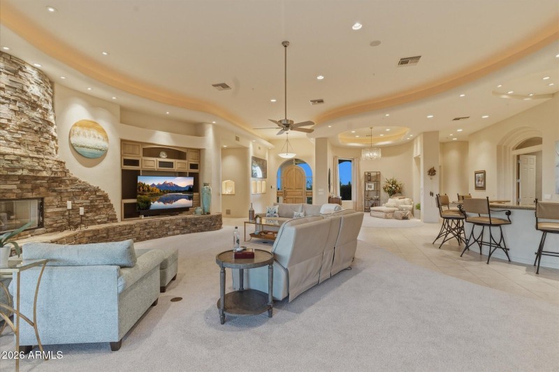 Great Room view to wet bar