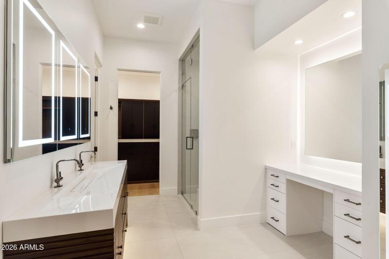 Primary Bathroom & Makeup Desk