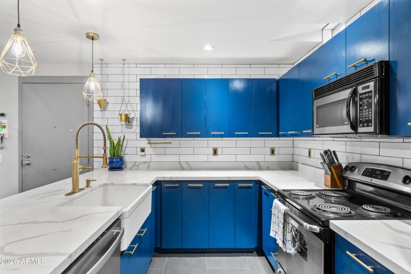 Quarts Countertops and Subway Backsplash