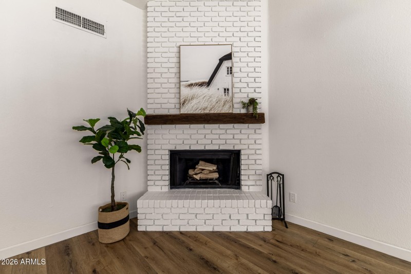 Wood burning fireplace