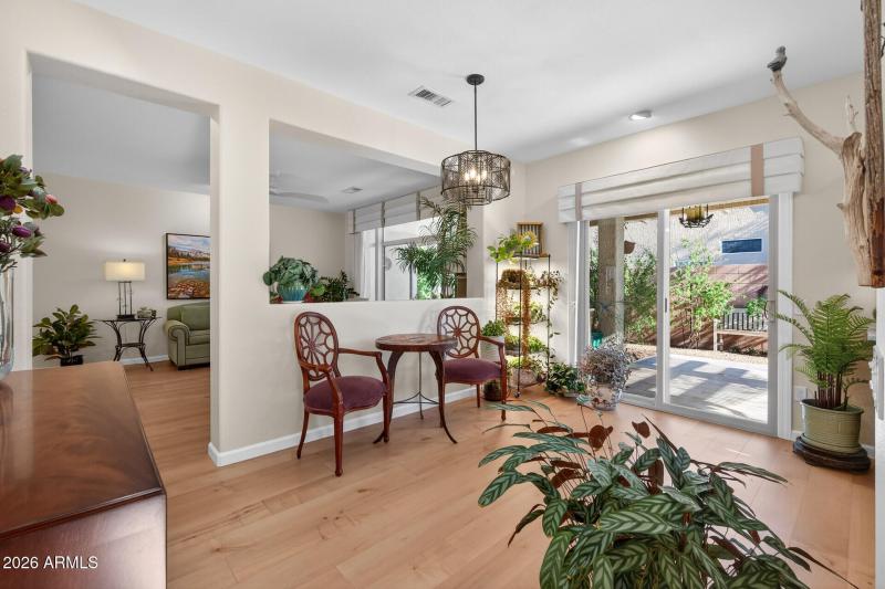 Sliders to the enclosed back yard