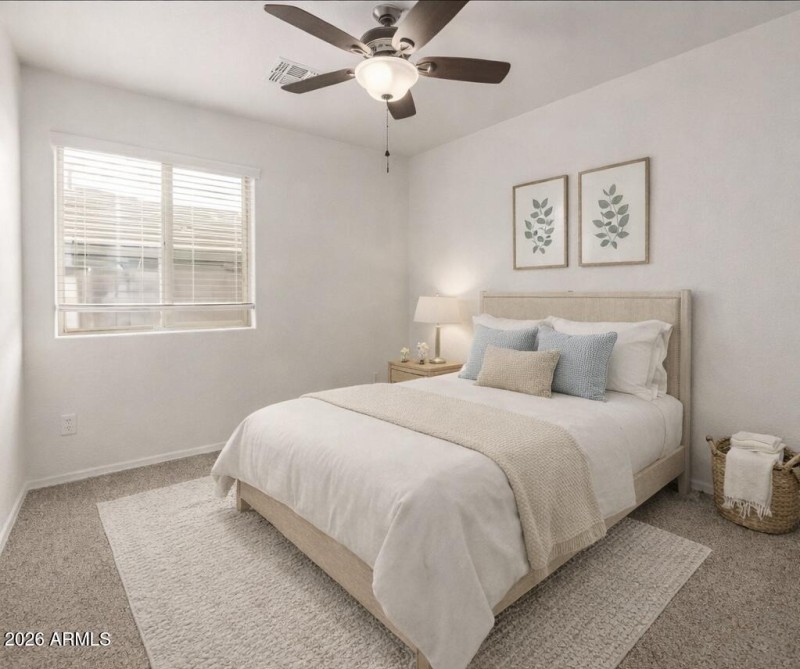 Virtually staged Bedroom