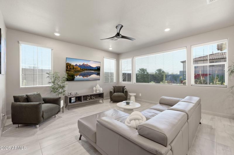 Tile flooring on the main level