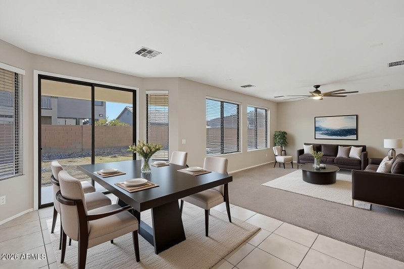 Dining & Living Area - Virtually Staged