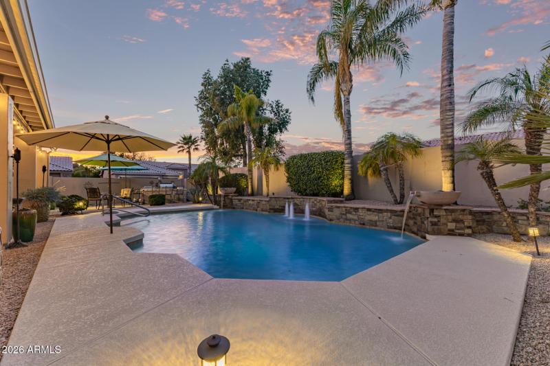 7184 Foothill Dr - 43- Pool Twilight
