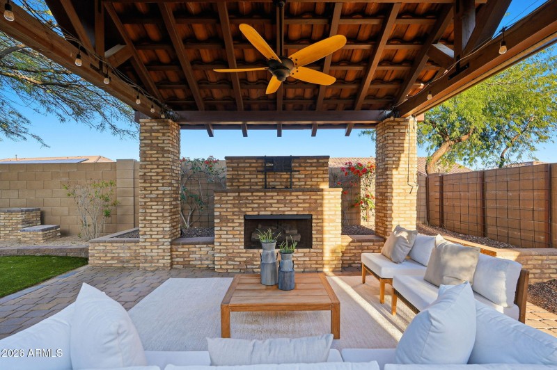 Fireplace at Pergola