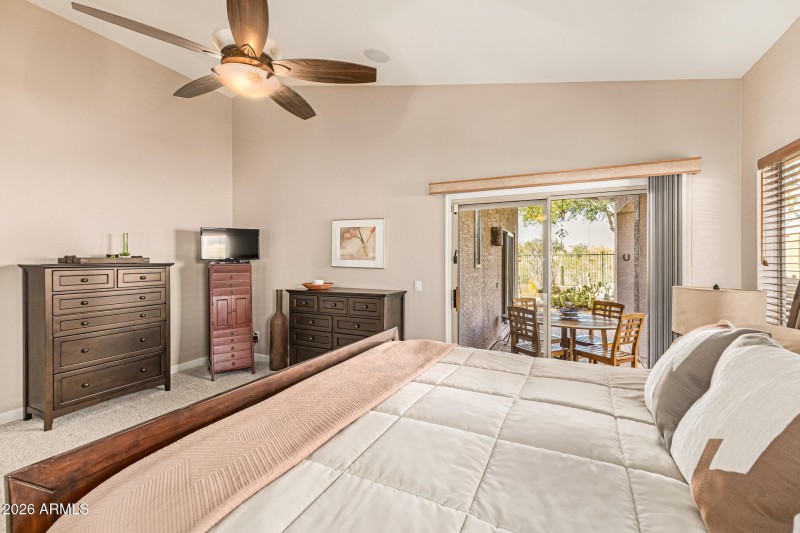 Primary Bedrrom w/patio door view