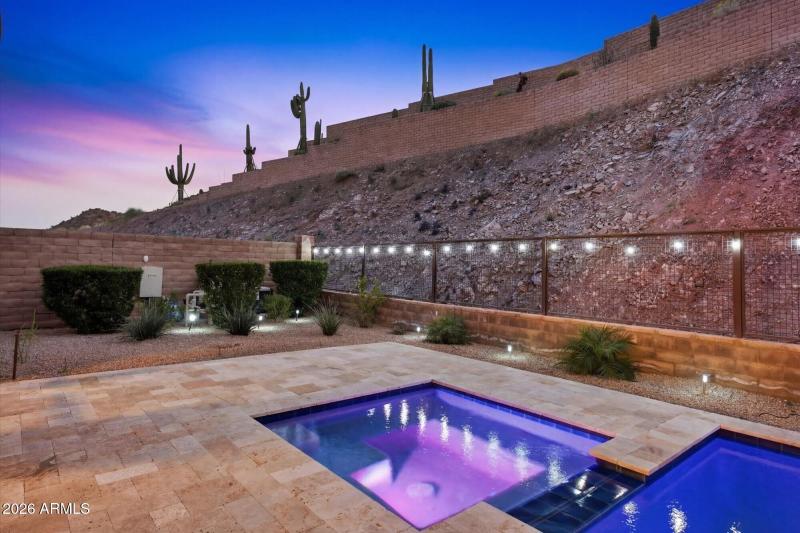 Illuminated Pool & Spa with Desert Views