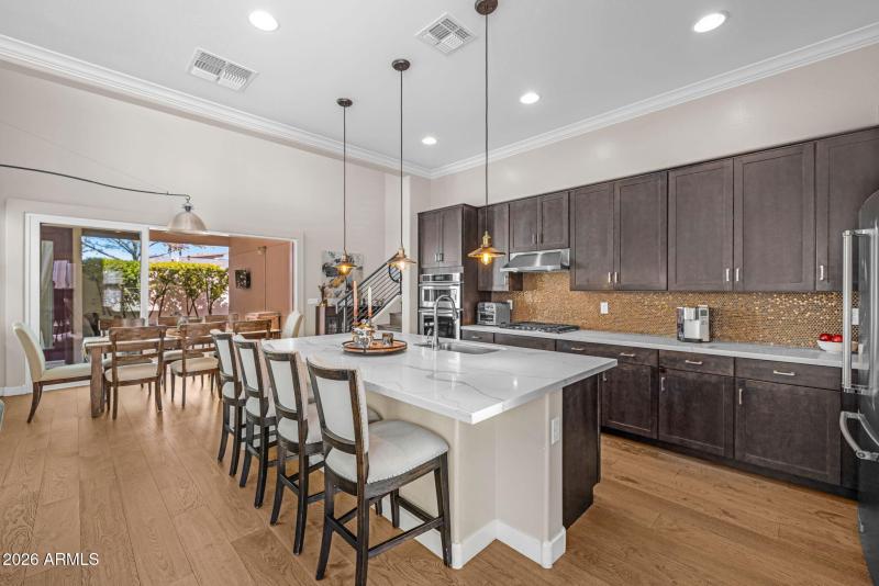 Kitchen with Large Waterfall Island