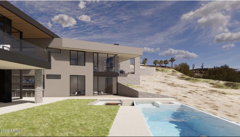 Lawn and Pool View 1