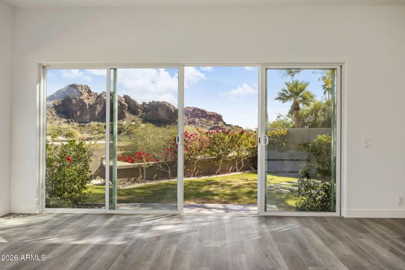 primary bedroom view thru glass