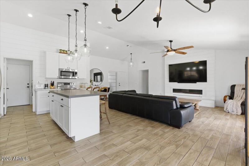 Bright Open Living & Kitchen Area