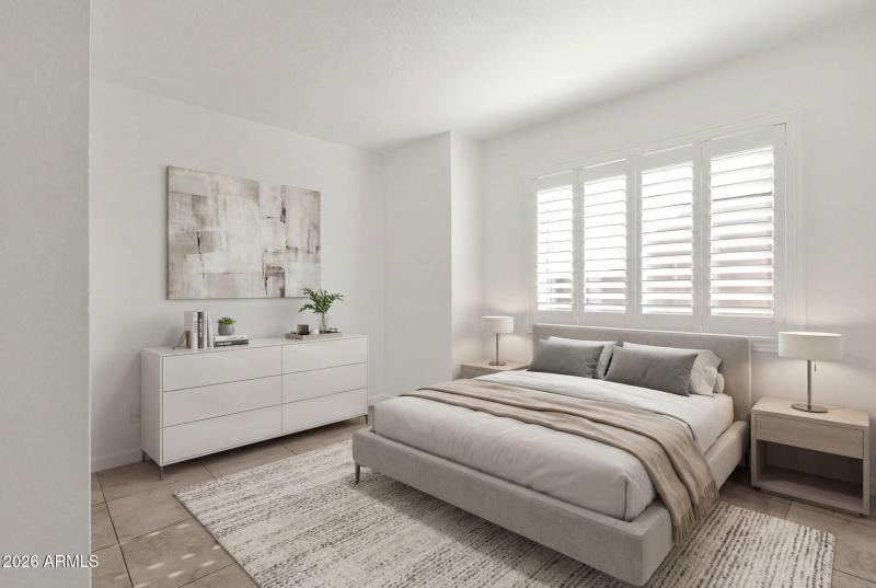 staged master bedroom