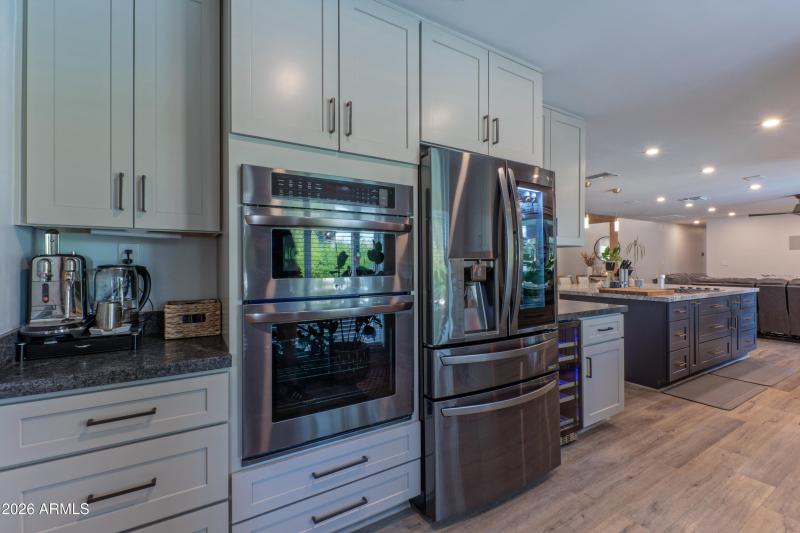 Coffee bar and wine bar with wine fridge