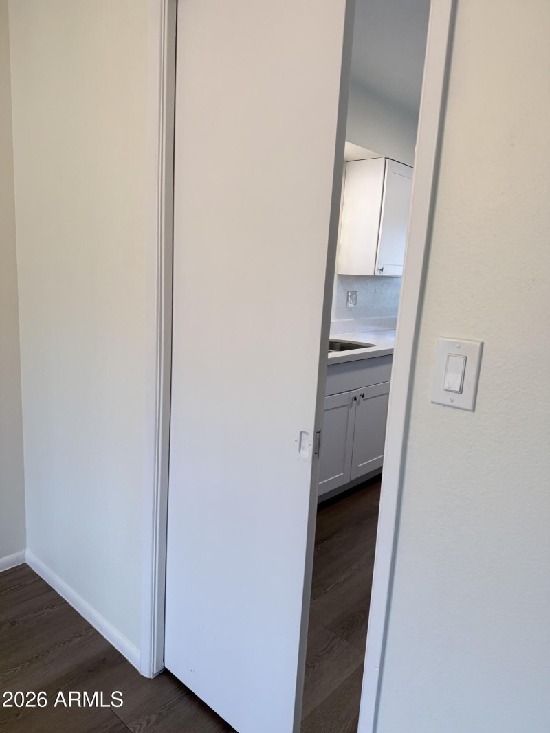 kitchen has pocket doors on both entries