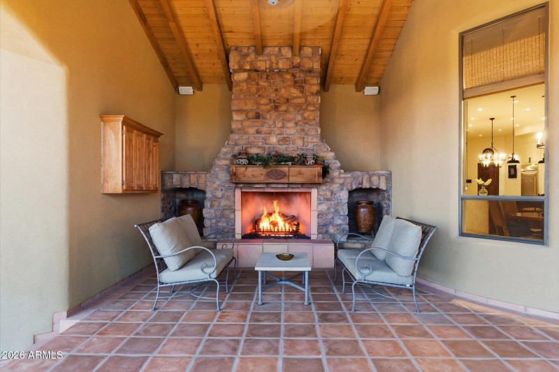 Cozy outdoor fireplace