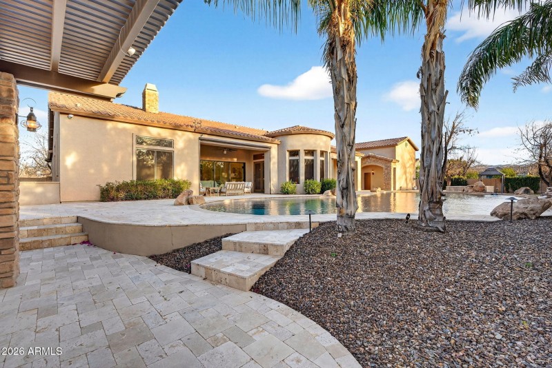 stairs to pool from ramada