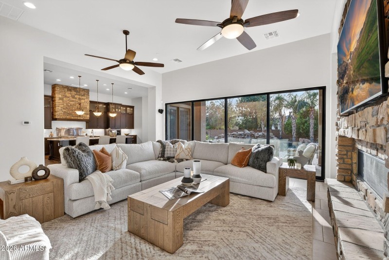 Living area opens to backyard