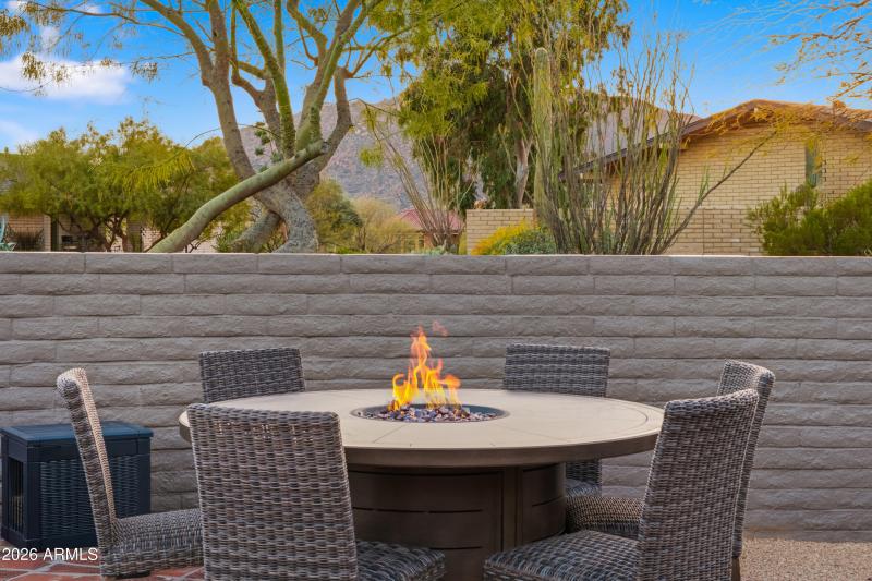 Patio with fire table