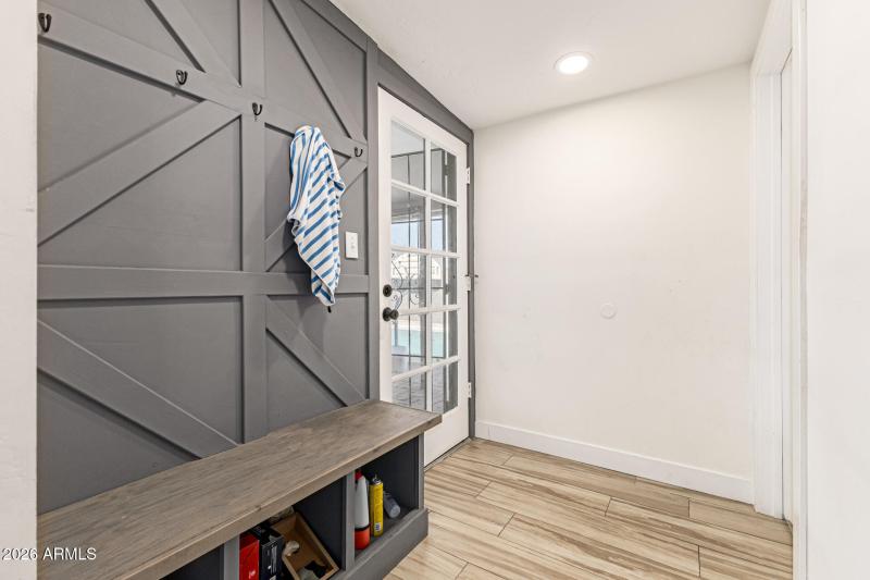 Rear bench and exit to patio