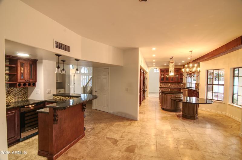 Family Room and Bar adjacent to Kitchen