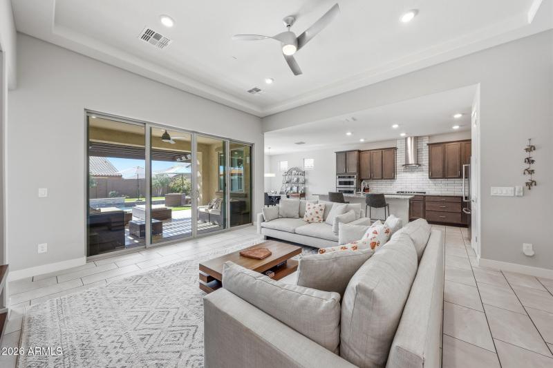 Great Room with Trey Ceilings