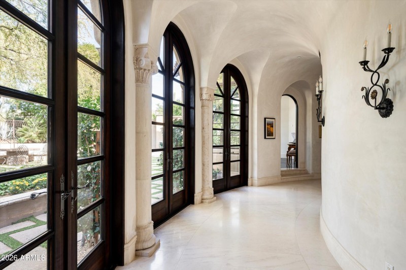 Marble floors and garden views