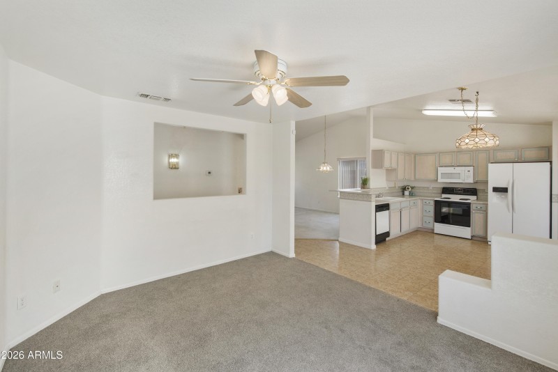 Family room with newer carpet