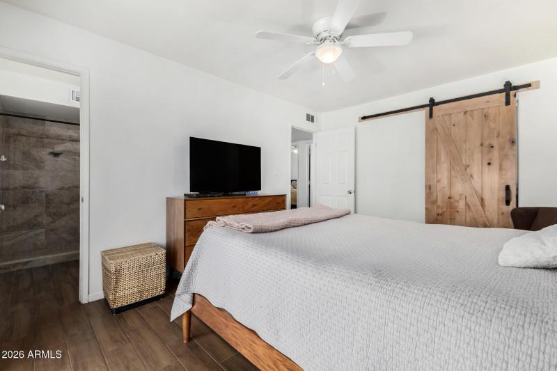 Main bedroom toward door closed