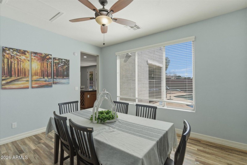 Dining Area with Backyard Views