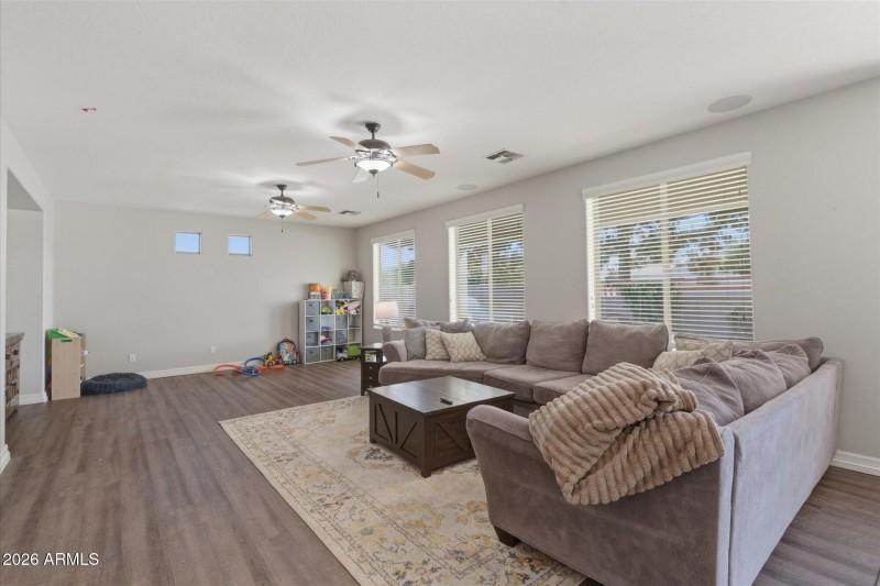 Large Family Room with Windows