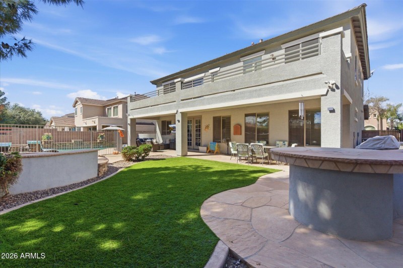 Backyard Lawn and Covered Patio