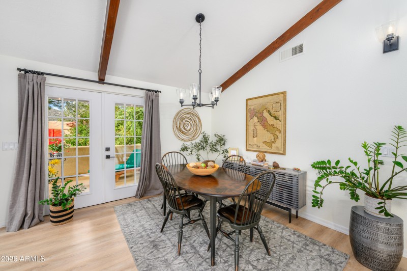 Dining area with patio access