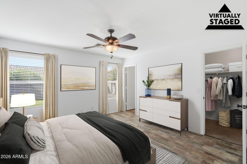 Primary bedroom and closet