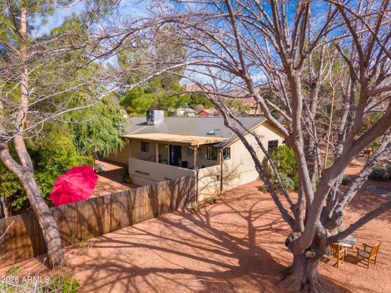 Backyard with covered patio
