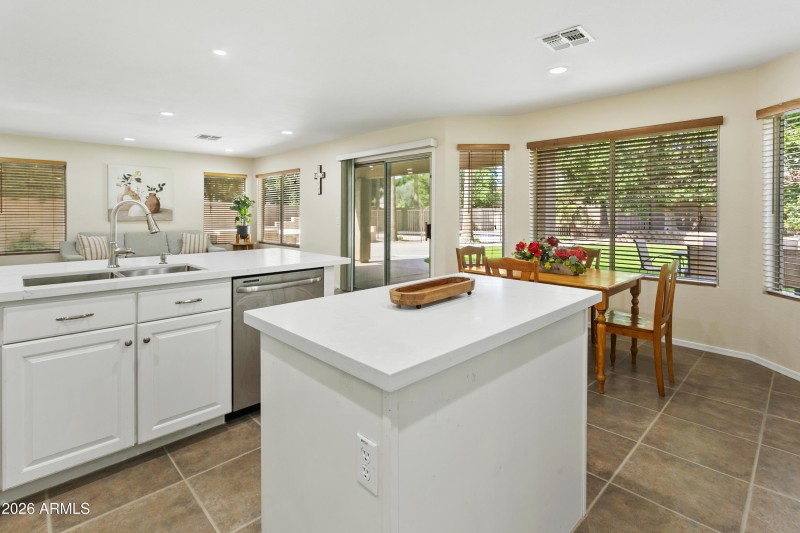 Eat-In Kitchen overlooking backyard