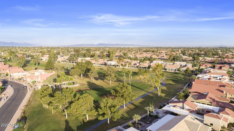Aerial golf course view